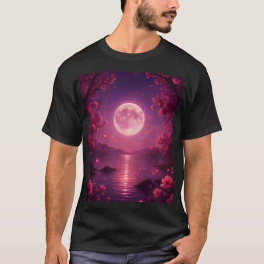 月下の桜の静寂 Tシャツ (正面)