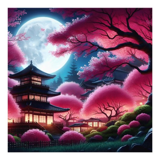 月下の桜 フォトプリント (正面)