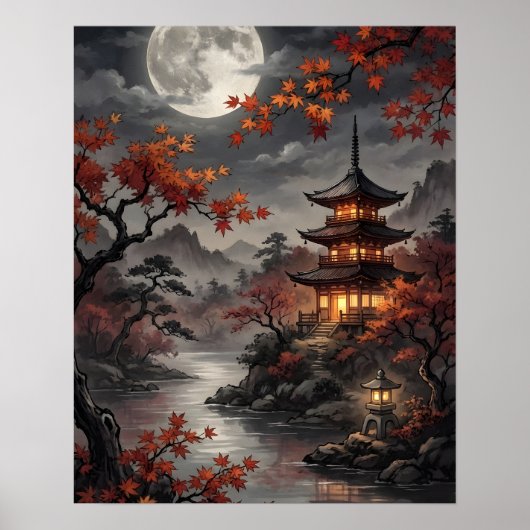 月下の桜 ポスター (正面)