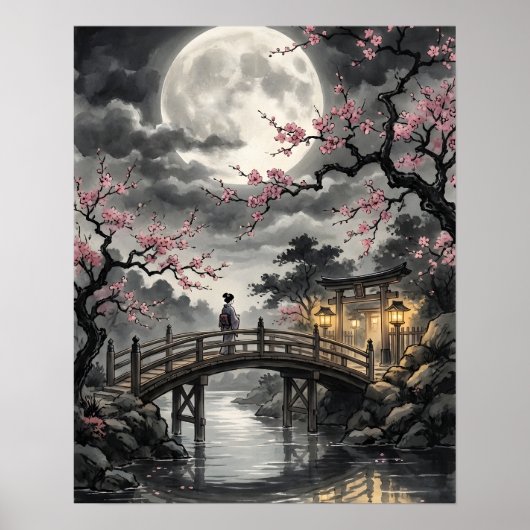 月下の桜 ポスター (正面)