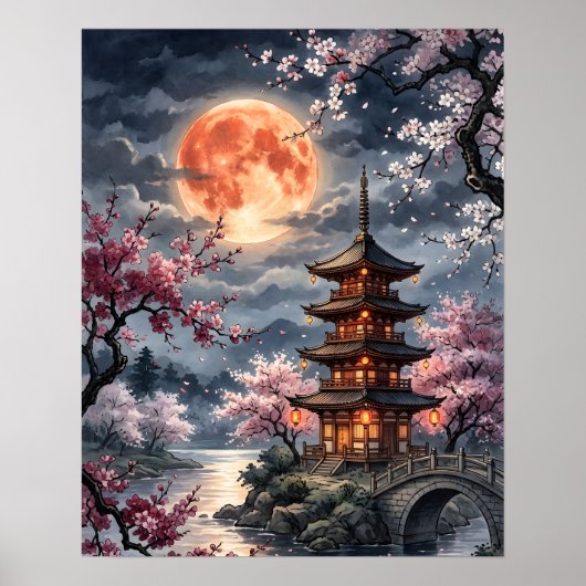 月下の桜 ポスター (正面)