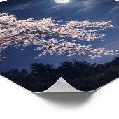 月下の桜 – 満月と桜 ポスター (角)