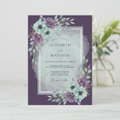 月下の梅とアメジストの芍薬の結婚式 招待状 (スタンド正面)