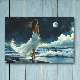 月下の海岸リゾート | 海岸アート キャンバスプリント