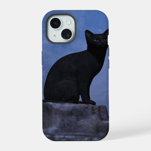 月下の猫 iPhone 15ケース (裏面)