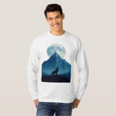 月下の神秘的なオオカミ - ユニセックスTシャツ Tシャツ (正面フル)