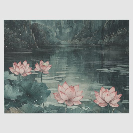 月下の蓮湖 (8) 薄葉紙 (正面)
