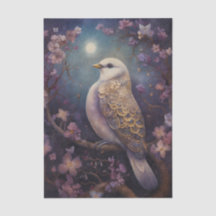 月下の鳥と花