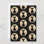 月不気味のハロウィーンを持つ黒猫の緑の目 招待状 (裏面)