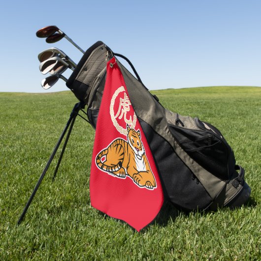 月中国のの新年タイガー〔占星術の〕十二宮図幸運 ゴルフタオル (グリーン)