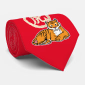 月中国のの新年タイガー〔占星術の〕十二宮図幸運 ネクタイ (ロール)