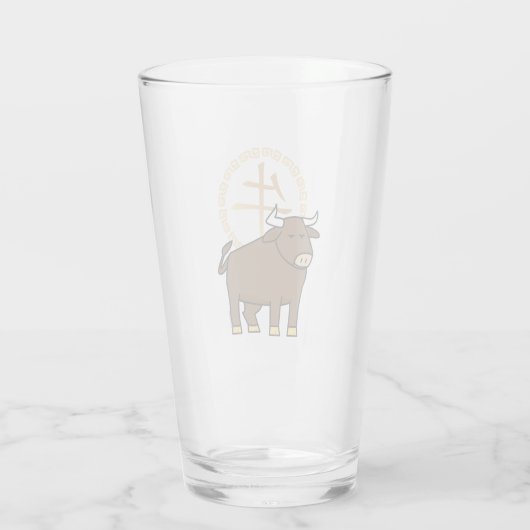 月中国の正月の雄牛の雄牛の幸運のお金 タンブラーグラス (裏面)