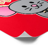 月中国の正月マウスのネズミ幸運のお金の赤 ポスター (角)