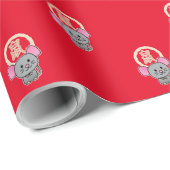 月中国の正月マウスのネズミ幸運のお金の赤 ラッピングペーパー (ロールコーナー)
