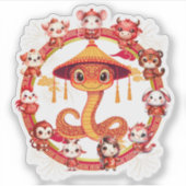 月中国の正月蛇デザイン1 シール (正面)