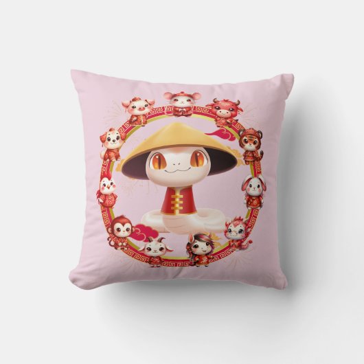 月中国の正月蛇デザイン3 クッション (正面)