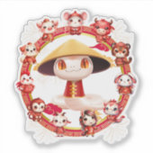 月中国の正月蛇デザイン3 シール (正面)