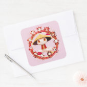 月中国の正月蛇デザイン3 スクエアシール (封筒)