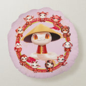 月中国の正月蛇デザイン3 ラウンドクッション (裏面)