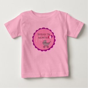 月例マイル標石の誕生会のチュチュのボディスーツ ベビーTシャツ