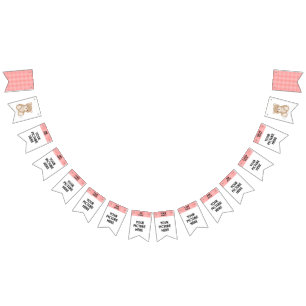 月例写真の旗の最初誕生日のテディー・ベア バンティングフラッグ