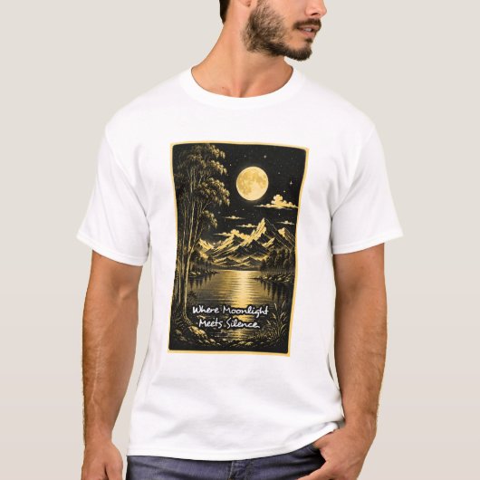 月光が沈黙と出会う静かな夜景 Tシャツ (正面)