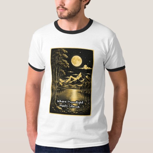 月光が沈黙と出会う静かな夜景 Tシャツ (正面)