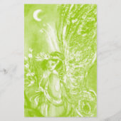 月光で花を持つ緑の妖精ファンタジー 便箋 (裏面)