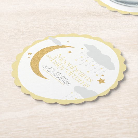 月光とベビー夢ベイビーシャワー黄色 ペーパーコースター (アングル)