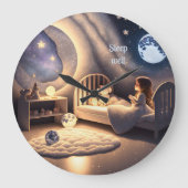 月光と星明かりの下で少女が祈る、オーダーメイド ラージ壁時計 (正面)