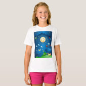 月光と飛んでいる魚 Tシャツ (正面フル)