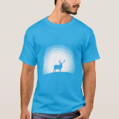 月光に浮かぶ雄大なシカのシルエット Tシャツ (正面)