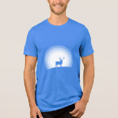 月光に浮かぶ雄大なシルエットの鹿 トライブレンドＴシャツ (正面)