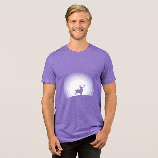 月光に浮かぶ雄大なシルエットの鹿 トライブレンドTシャツ (正面全面)