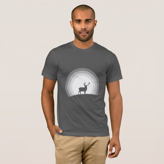 月光に浮かぶ雄大なシルエットの鹿 Tシャツ (正面フル)