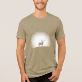 月光に浮かぶ雄大な鹿のシルエット トライブレンドTシャツ (正面)