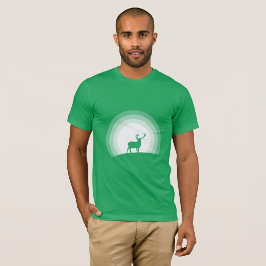月光に浮かぶ雄大な鹿のシルエット Tシャツ (正面フル)