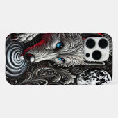 月光に照らされたオオカミの反射芸術 iPhoneケース (裏面横)