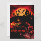 月光に照らされた不気味な墓地 ハロウィン 招待状 (裏面)