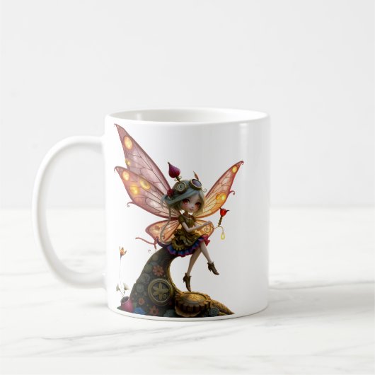 月光に照らされた時計仕掛けの光の守り手。 コーヒーマグカップ (左)
