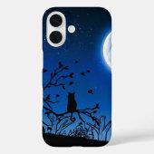 月光に照らされた木のシルエット上の黒猫 Case-Mate iPhoneケース (裏面)