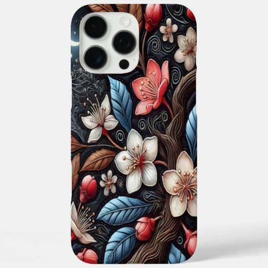 月光に照らされた桜の花のデザイン Case-Mate iPhoneケース (裏面)