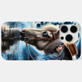月光に照らされた湖畔でのカウガールの静かな休息 Case-Mate iPhoneケース (裏面 (横))