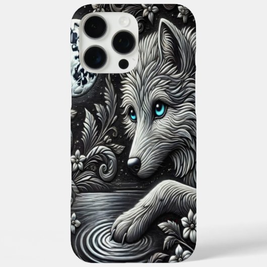 月光に照らされた狼の芸術作品を反映 Case-Mate iPhoneケース (裏面)
