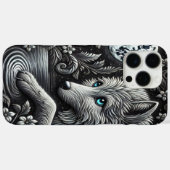 月光に照らされた狼の芸術作品を反映 Case-Mate iPhoneケース (裏面 (横))