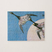 月光に誘われるように、野生の鴨が降りてくる、広重 ジグソーパズル (横)