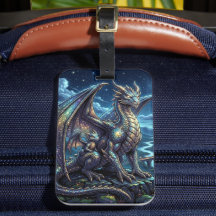 月光に輝く天空のドラゴンと城