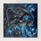 月光に輝く天空の親子のドラゴン ジグソーパズル (横)