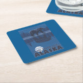 月光のくま-アンカレッジ、アラスカ スクエアペーパーコースター (アングル)