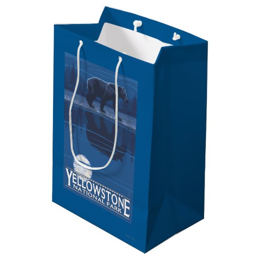 月光のくま-イエローストーン国立公園 ミディアムペーパーバッグ (裏面アングル)